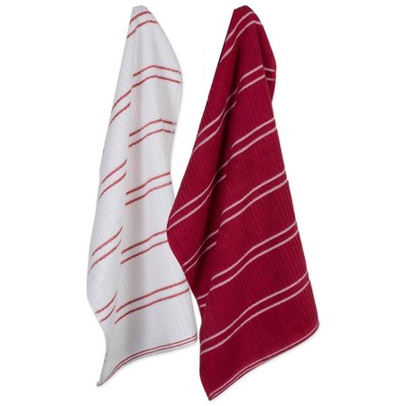 DESIGN IMPORTS Red Ribbed Terry Dishtowel Set 70202A